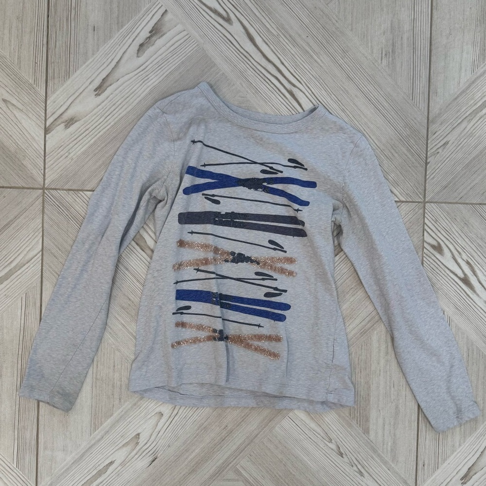 Crewcuts Gray Long Sleeve Tee with Colorful Stripes